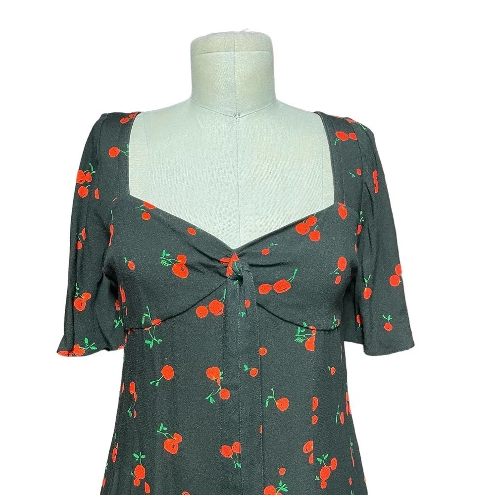 Hvn Black Cherry Print Emily Sweetheart Mini Dress Size 2 — image 3 of 8